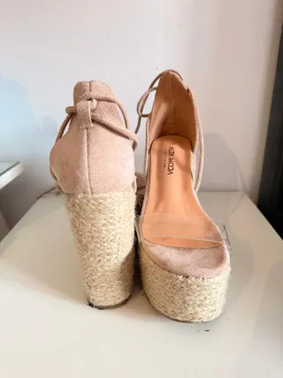 Sandalias ALTA MODA cuña alta rosa talla 35