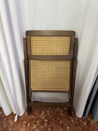 Silla plegable madera y ratán