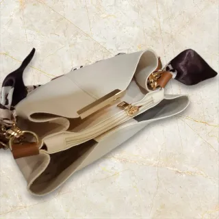 Bolso Bandolera Blanco y Marrón