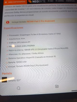 Xiaomi Redmi Pad 2 Pro Nuevo. Sin estrenar.