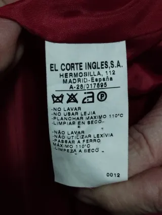 Traje Chaqueta y Pantalón El Corte Inglés Rojo