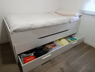 Cama nido Conforama blanca con cajones