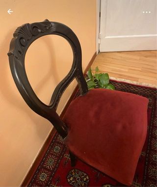 Sedia antica legno velluto rosso nero