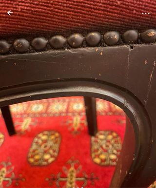 Sedia antica legno velluto rosso nero