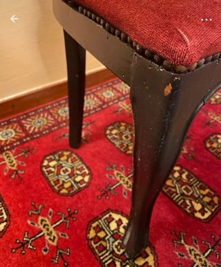 Sedia antica legno velluto rosso nero