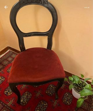 Sedia antica legno velluto rosso nero