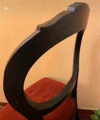 Sedia antica legno velluto rosso nero