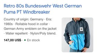 Chaqueta Puma Vintage Retro Alemania