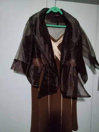 Vestido fiesta marrón y dorado