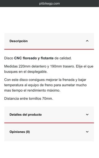 Disco de freno floreado flotante de  190mm