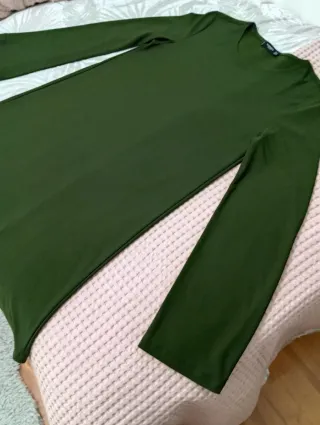 Vestido Mango verde oliva manga larga