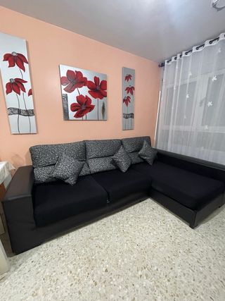 Sofá Chaiselongue Negro y Gris