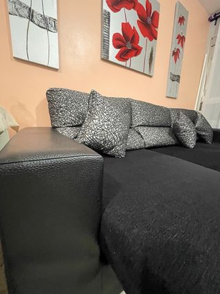 Sofá Chaiselongue Negro y Gris