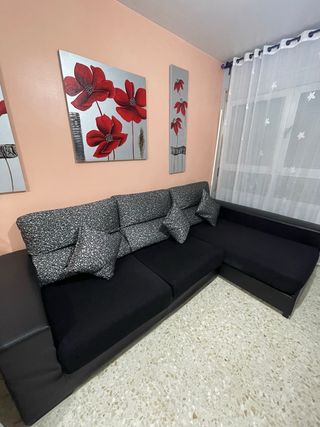 Sofá Chaiselongue Negro y Gris