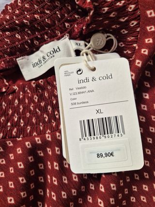 Vestido Indi & Cold Talla XL Nuevo con etiqueta