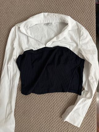 Camisa blanca con corsé rayas