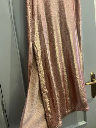 Falda larga lentejuelas rosa oro