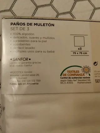 Set 3 Paños Muletón 75x75 cm