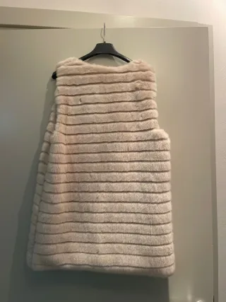 Gilet donna eco pelliccia beige