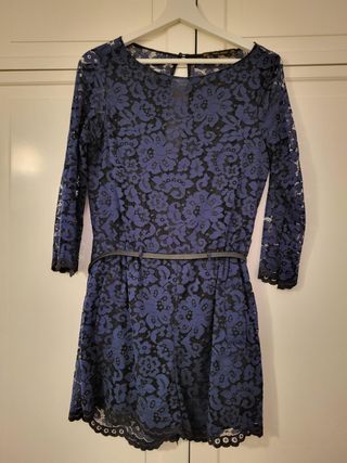 Mono Zara encaje azul y negro talla S