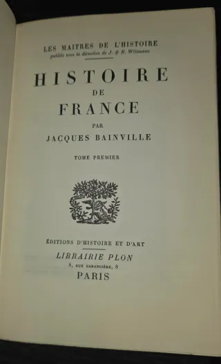 1933, Historia Francia -Libro antiguo encuadernado