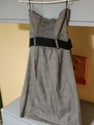 Vestido Stradivarius Cuadros Negro Gris