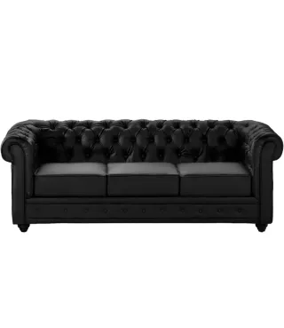 Sofá Chester Negro Piel espectacular