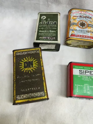5 Lattine Vuote Polvere da Caccia Vintage