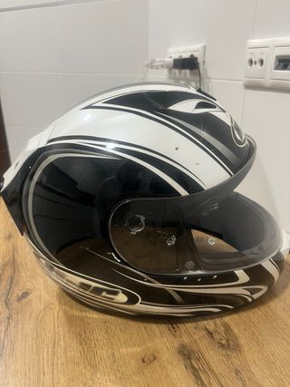 Casco Moto HJC Negro y Blanco. Talla XS 54
