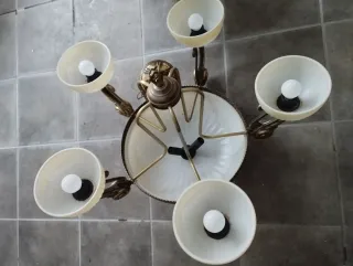 2 Lámparas de Metal y Cristal Doradas