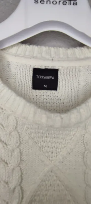 Jersey Lana Terranova Hombre Blanco y Gris