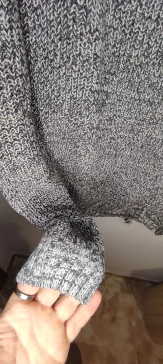 Jersey Lana Terranova Hombre Blanco y Gris