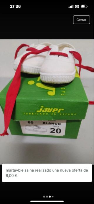 Zapatillas blancas niño/niña talla 20