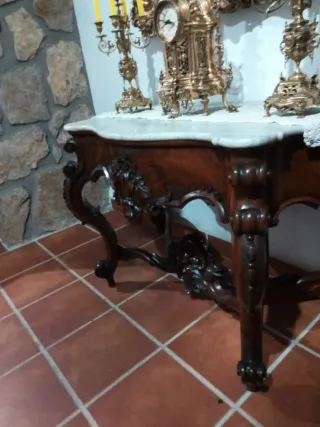 Mesa recibidor/ madera y mármol