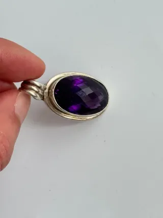 Colgante Plata Amatista Ovalada Facetada.