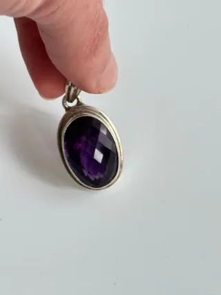 Colgante Plata Amatista Ovalada Facetada.