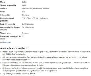 Silla de Coche Babify Onboard Isofix Ajustable 360