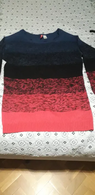 Jersey H&M largo degradado azul, negro y fucsia