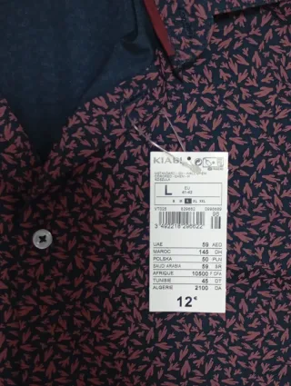 Camisa Kiabi Estampada Azul Marino y Burdeos