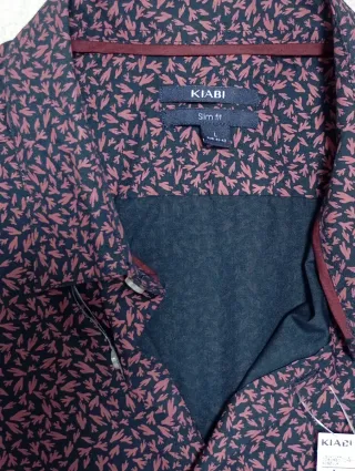 Camisa Kiabi Estampada Azul Marino y Burdeos