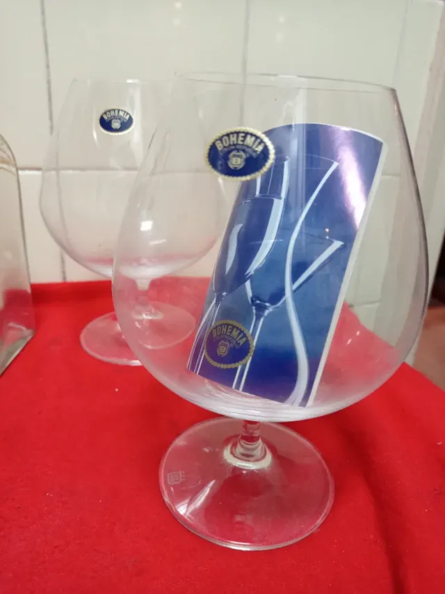 Lote Licorera Lepanto, Cubitera y 4 Copas Bohemia