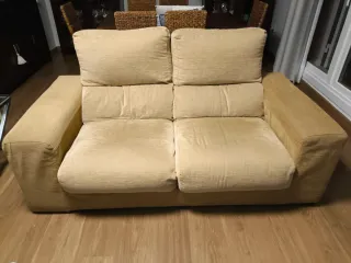 Sofá de tela beige 2 plazas y 3 plazas
