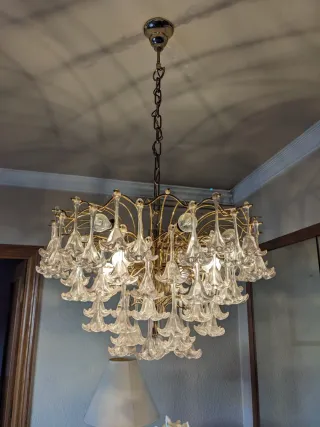 Lámpara colgante cristal y metal dorado