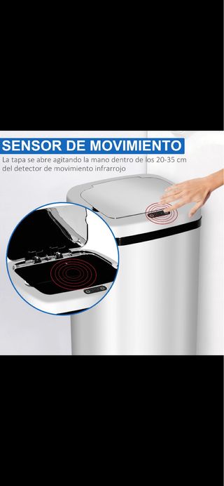 Cubo de basura metálico plateado inteligente 50 L