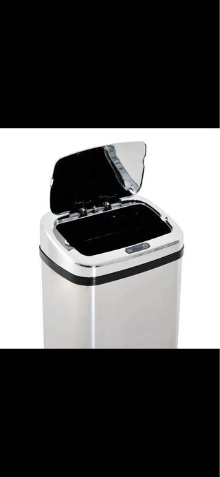 Cubo de basura metálico plateado inteligente 50 L