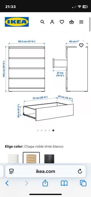 Cómoda Ikea Malm 4 cajones