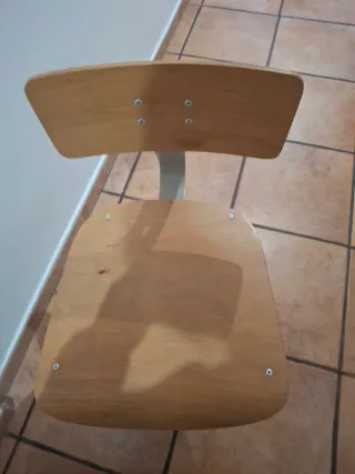 Silla giratoria elevable madera y metal vintage