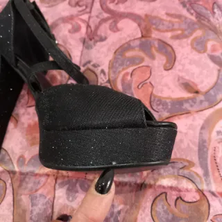 Sandali neri glitter tacco largo plateau 40