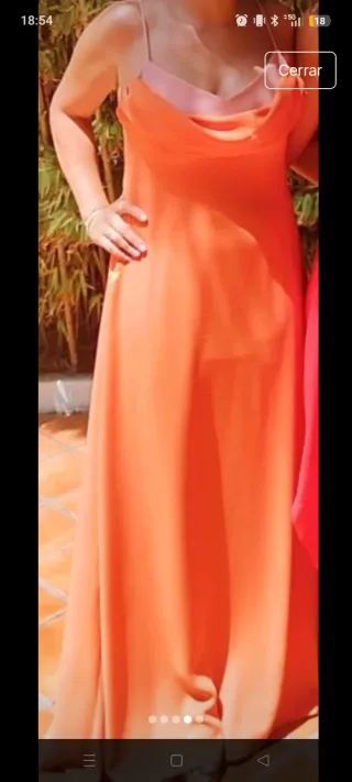 Vestido largo melocoton y rosa