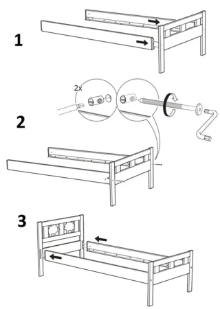 Cama infantil blanca 70x160cm con barreras.